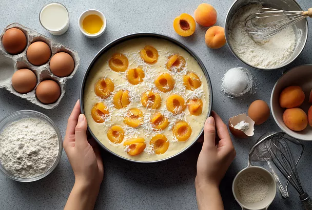 Молочный кекс с фруктами: быстро, просто, к чаю