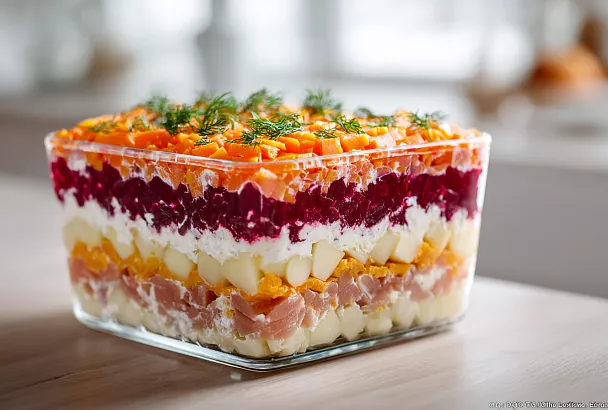 Селёдка под шубой стала ещё вкуснее: добавил копчёную селёдку и маринованный лук, и салат заиграл новыми красками