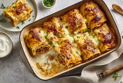 Мясные блинчики из лаваша – сочные, нежные, с тянущимся сыром и готовятся за полчаса