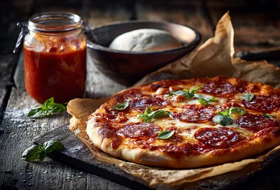 Пицца за полчаса без замеса — хрустящая основа и тянущийся сыр