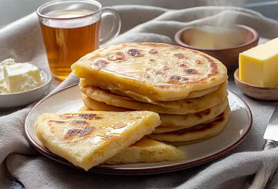 Раскатываю тонкие лепёшки, кладу гору сыра с картошкой — и через минуту на сковороде пузырятся настоящие болгарские хычины