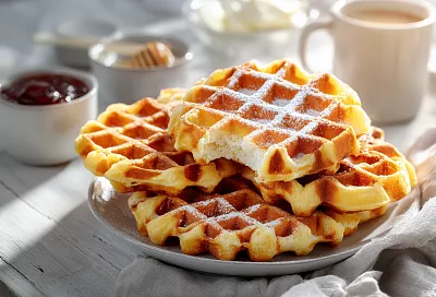 Нежные вафли на завтрак за считанные минуты: мягкие внутри, хрустящие снаружи