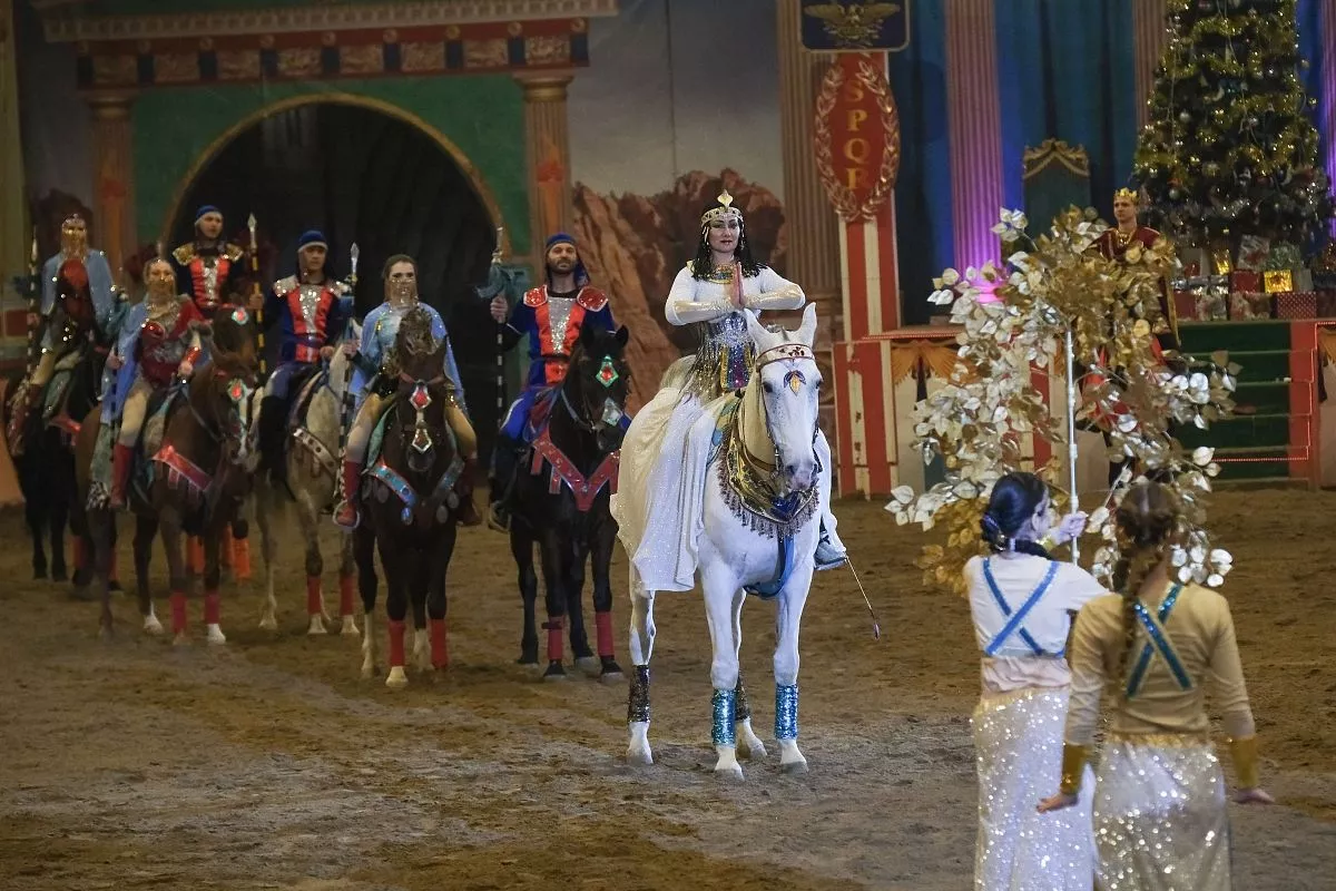 В новогоднем спектакле участвуют более 20 лошадей и 40 артистов.