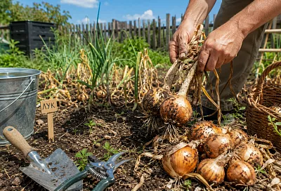 Жду, когда ляжет большая часть пера: как вовремя убрать лук и подготовить его к хранению