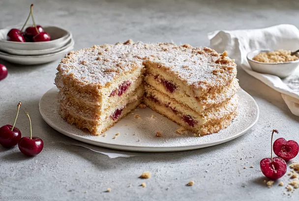 Торт «Французская вишня»: тонкие коржи на сметане и сочная начинка