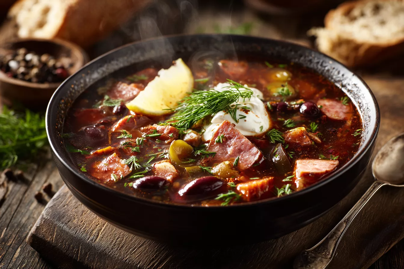 Сборная мясная солянка стала ещё насыщеннее: прогрела томатную пасту с копчёностями, и вкус получился ярким с дымным ароматом