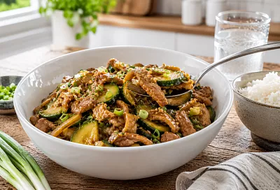 Мариную свинину в яичном белке и быстро жарю с кабачками: мясо получается особенно мягким