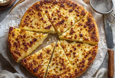 Хачапури «бринджула»: нежный сырный пирог на кисломолочном тесте