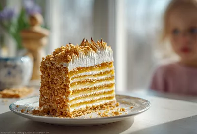 Торт «Пешт» из детства: песочные коржи, повидло и воздушный белково-заварной крем