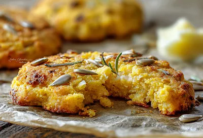 Кукурузные колобки: солёное печенье с сыром, розмарином и семечками