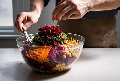 Винегрет по-армянски с нутом и квашеной капустой