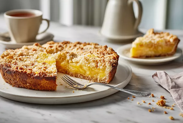 Тёртый лимонный пирог с яблоками – с хрустящей корочкой и сочной начинкой