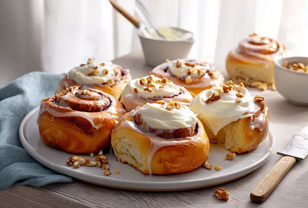 Пышные синнабоны с кремом из сливочного сыра – домашняя выпечка, которая тает во рту