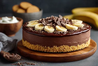 Шоколадно-банановый торт за 15 минут: простой десерт без выпечки