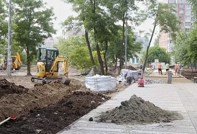 Школьный бульвар в Юбилейном микрорайоне Краснодара готов на 50%