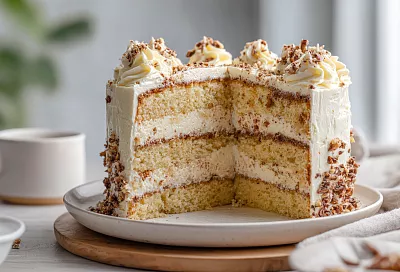 Нежный сметанный торт с коржами из сгущёнки: коржи получаются мягкими и пористыми, а крем идеально держит форму