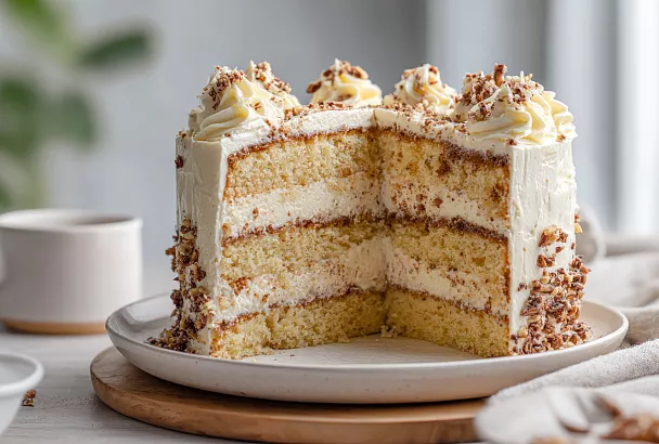 Нежный сметанный торт с коржами из сгущёнки: коржи получаются мягкими и пористыми, а крем идеально держит форму