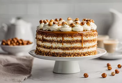 Королевский фундуковый торт: хрустящие коржи, солёная карамель и нежный крем