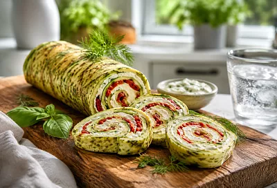 Беру кабачки, сливочный сыр и перец, делаю рулет без жарки: лёгкая летняя закуска