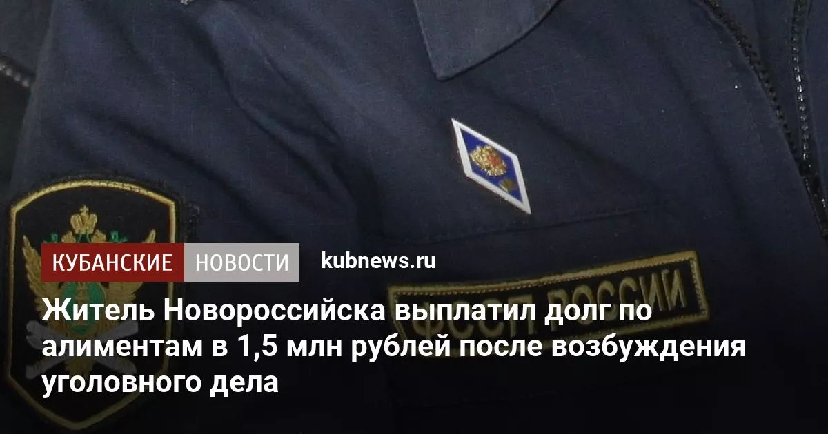 Житель Новороссийска выплатил долг по алиментам в 1,5 млн рублей после возбуждения уголовного дела
