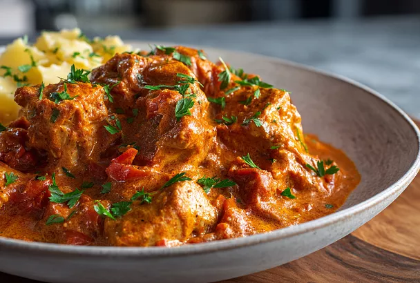 Паприкаш - венгерское блюдо: курица в мягком соусе без помидоров