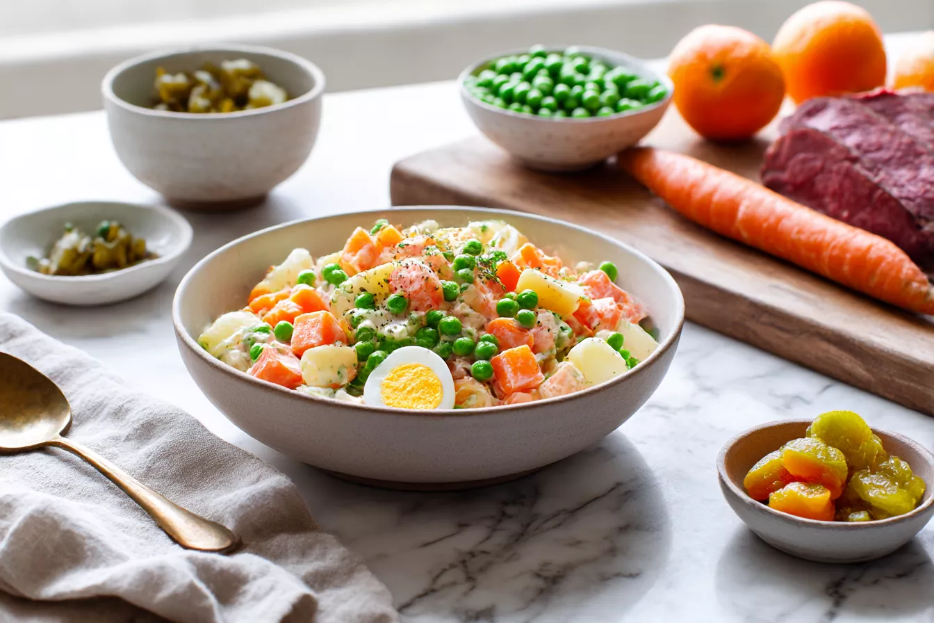 Запекаю картошку с морковкой в фольге и добавляю сок мандарина в майонез — Оливье получается ярким и лёгким!