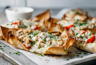 Лодочки из лаваша с курицей и сыром: сочные, ароматные и очень вкусные