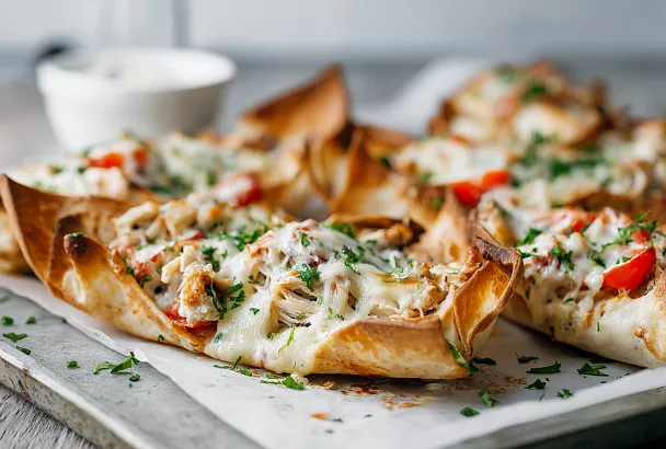 Лодочки из лаваша с курицей и сыром: сочные, ароматные и очень вкусные