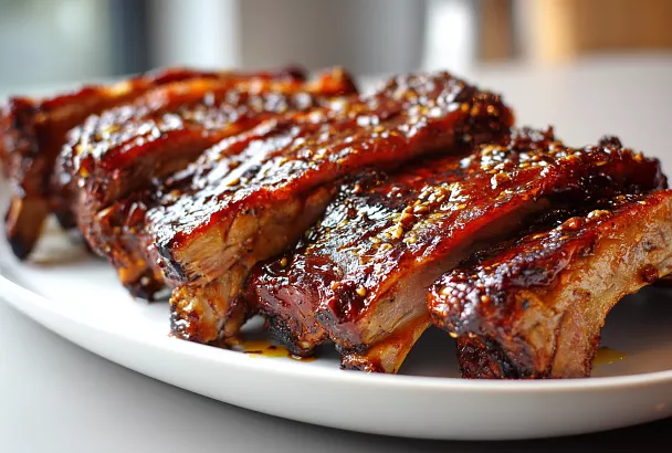 Запекаю рёбрышки в пиве с медово-горчичной глазурью: мясо отходит от кости и тает во рту