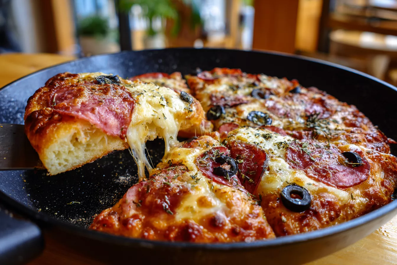 Пицца на сковороде без духовки и дрожжей: добавила кефир и сметану в тесто, и корж получился воздушным с хрустящей корочкой