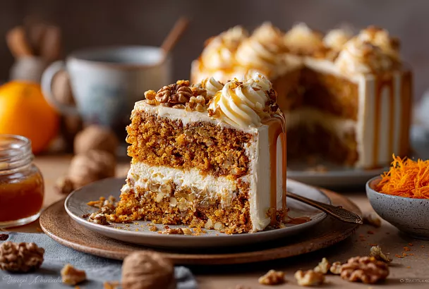 Осенний морковный кекс с творожной начинкой — влажный, ароматный и нереально вкусный