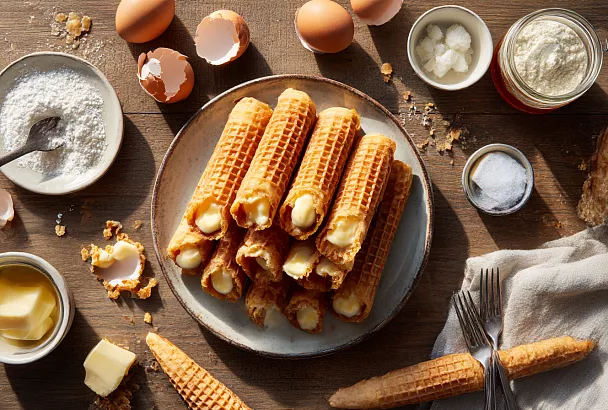 Завожу тесто за 5 минут и пеку хрустящие вафельные трубочки, всё как в детстве