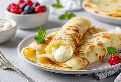 Блинчики с творогом стали тоньше и нежнее: влила кипяток в тесто, и они не рвутся 