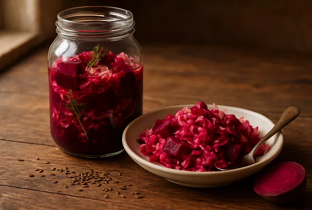 Красное и белое: квашеная капуста со свеклой для любителей ярких и хрустящих ощущений