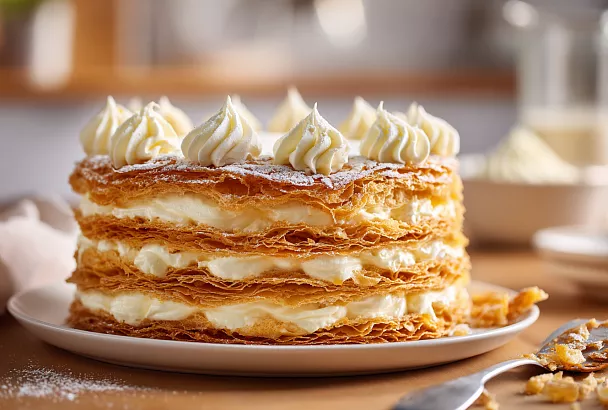 Мгновенный заварной торт без пропитки: 11 невесомых коржей и крем-мороженое за 30 минут