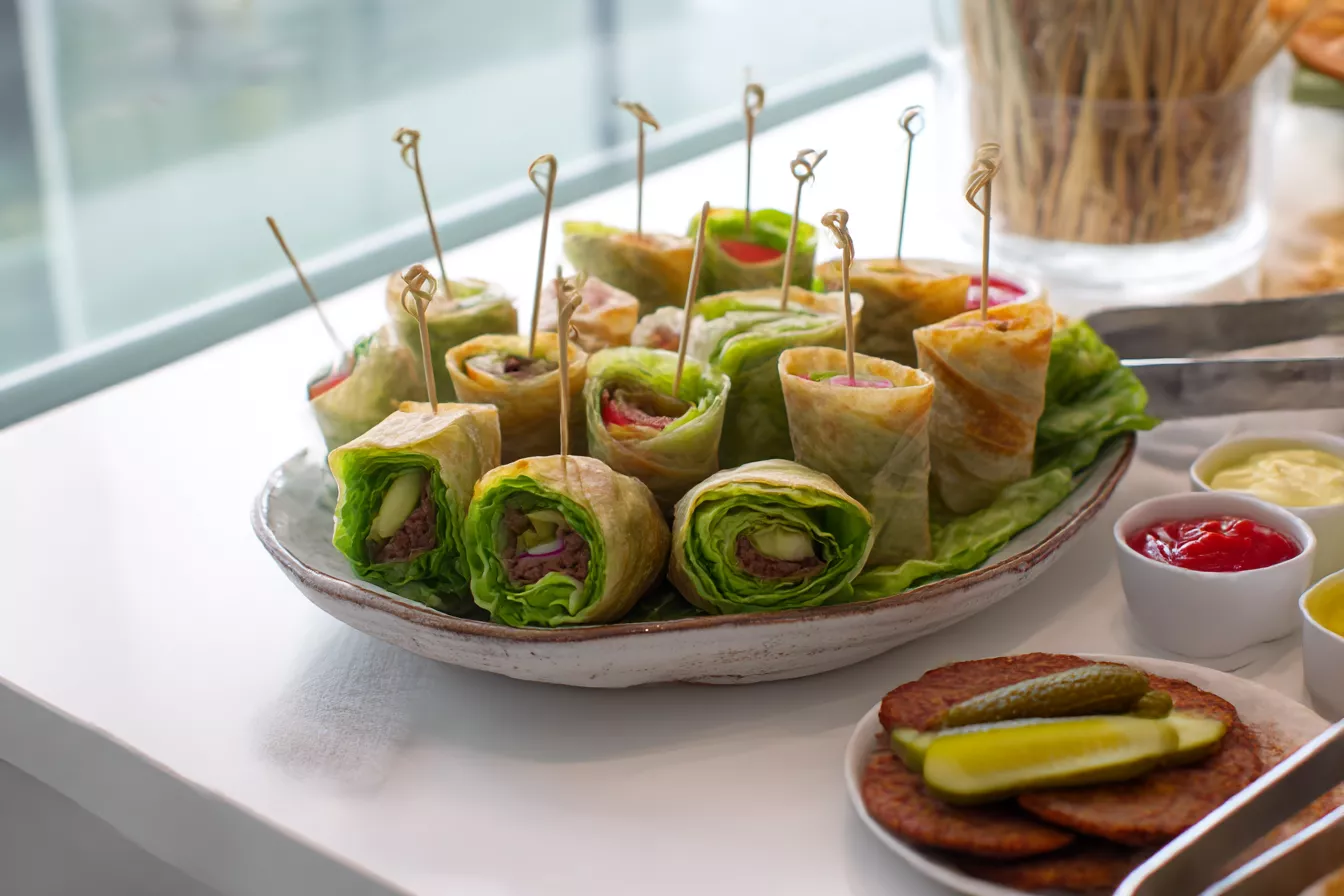 Мини-бургеры в лаваше: горячая мясная закуска к новогоднему столу