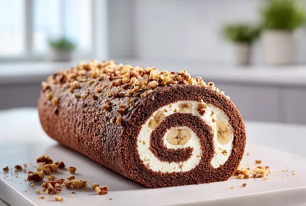 Шоколадный рулет, который никогда не ломается – нежное банановое суфле тает во рту, готово за час 