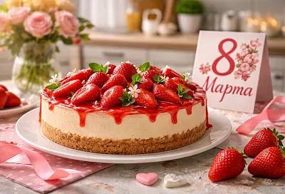  Вместо конфет и торта: простой рецепт чизкейка без выпечки с клубникой