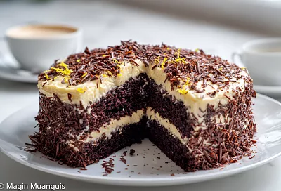 Торт «Чёрный принц» получился невероятно нежным: кефирное тесто с какао и сметанный крем