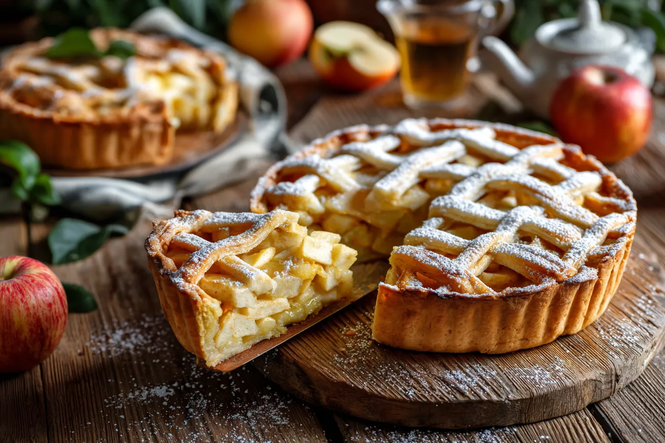 Яблочный пирог с творожной начинкой и решёткой: нежный, ароматный и тает во рту