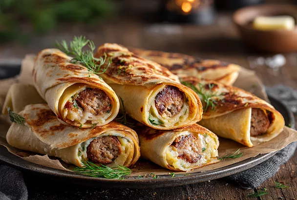 Любимая закуска моих детей! Заворачиваю сосиски в лаваш с картошкой: хрустящие снаружи, нежные внутри и улетают за минуту