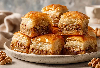 Пахлава из готового слоёного теста на сковороде: хрустящая, ореховая и без духовки