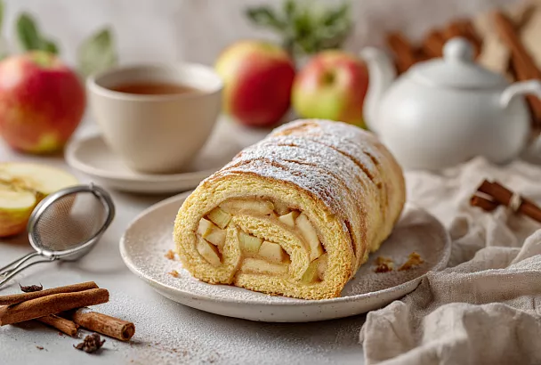 Нежный яблочный рулет из простых ингредиентов: десерт, который тает во рту