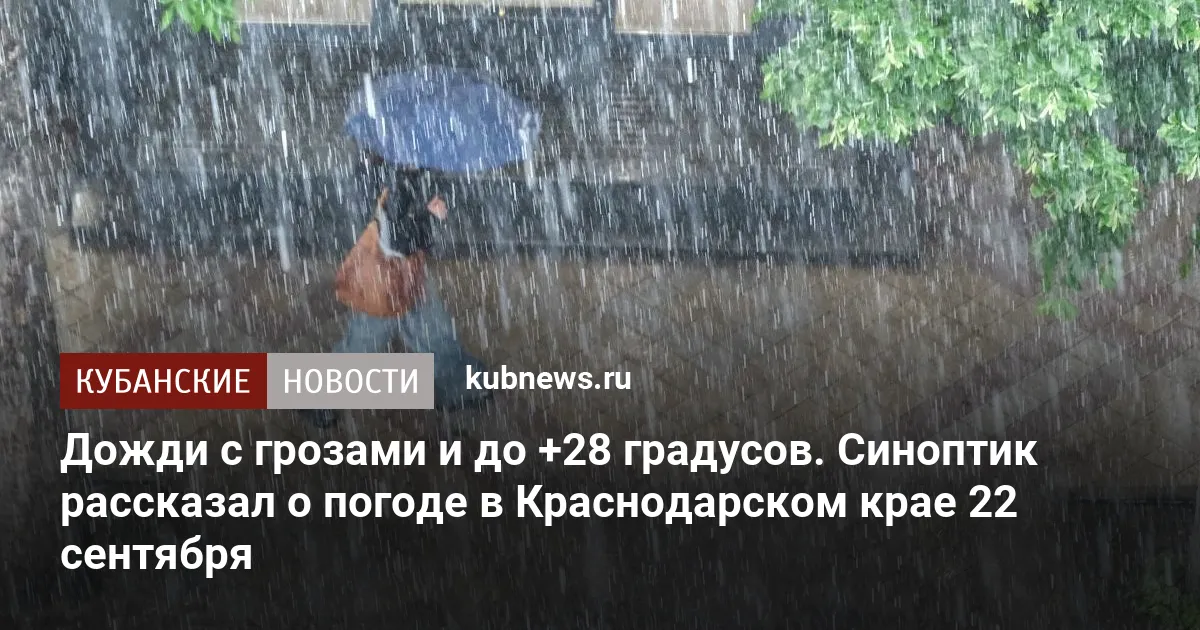 Дожди с грозами и до +28 градусов. Синоптик рассказал о погоде в Краснодарском крае 22 сентября