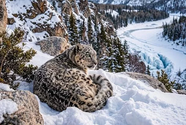 Сладкий зевок и важные дела: в Саяно Шушенском заповеднике показали будни снежных барсов