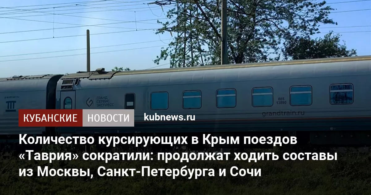 Количество курсирующих в Крым поездов «Таврия» сократили: продолжат ходить составы из Москвы, Санкт-Петербурга и Сочи