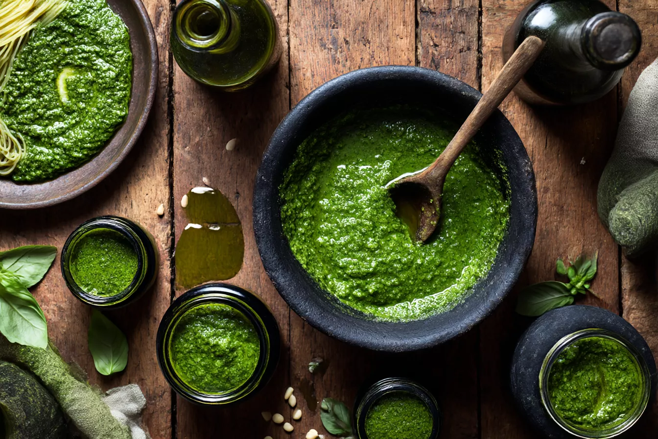 Домашний соус песто в ступке, как у итальянцев