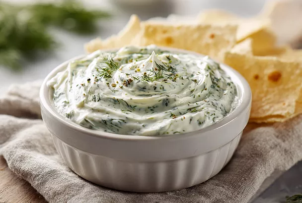 Сливочный чесночный соус за 5 минут: к овощам, мясу и лепёшкам