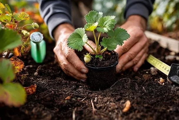 Сажаю клубнику в октябре–ноябре — кассетная рассада приживается без потерь