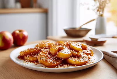 Хрустящие яблоки в глазури: ресторанный десерт из яблок, сахара и крахмала